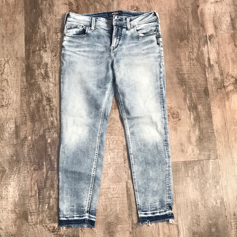 Silver jean capris